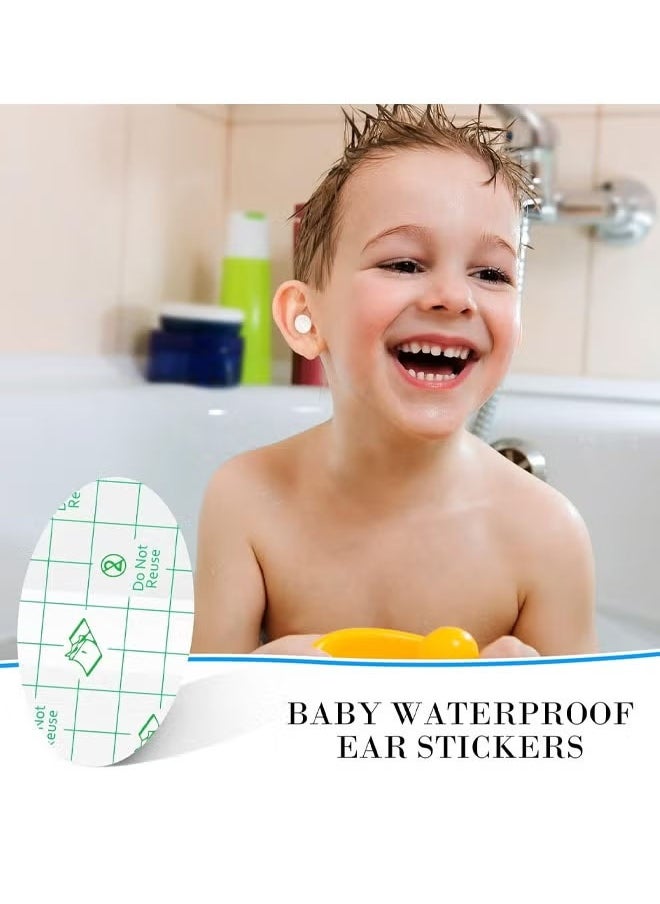 Aikenn Aikenn 60-Piece Baby Waterproof Ear Stickers with Absorbent Cotton, For Swimming Shower Ear Protectors with Ear Plugs for Kids Newborn Disposable Ear Covers for Shower Surfing Snorkeling and Other Water Sports (White)  - Image 3
