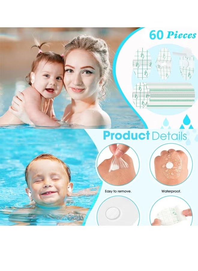 Aikenn Aikenn 60-Piece Baby Waterproof Ear Stickers with Absorbent Cotton, For Swimming Shower Ear Protectors with Ear Plugs for Kids Newborn Disposable Ear Covers for Shower Surfing Snorkeling and Other Water Sports (White)  - Image 5