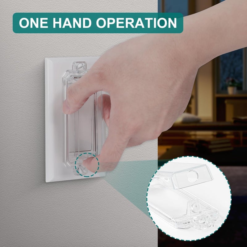 CLYMENE 2 Pack Light Switch Cover Guard, Child Proof Wall Switch Cover Keeps Lights or Switches from Being Accidentally Turned ON or OFF, Rocker Style (Clear) - Image 3