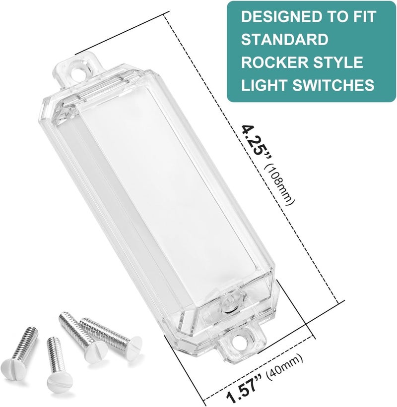 CLYMENE 2 Pack Light Switch Cover Guard, Child Proof Wall Switch Cover Keeps Lights or Switches from Being Accidentally Turned ON or OFF, Rocker Style (Clear) - Image 2