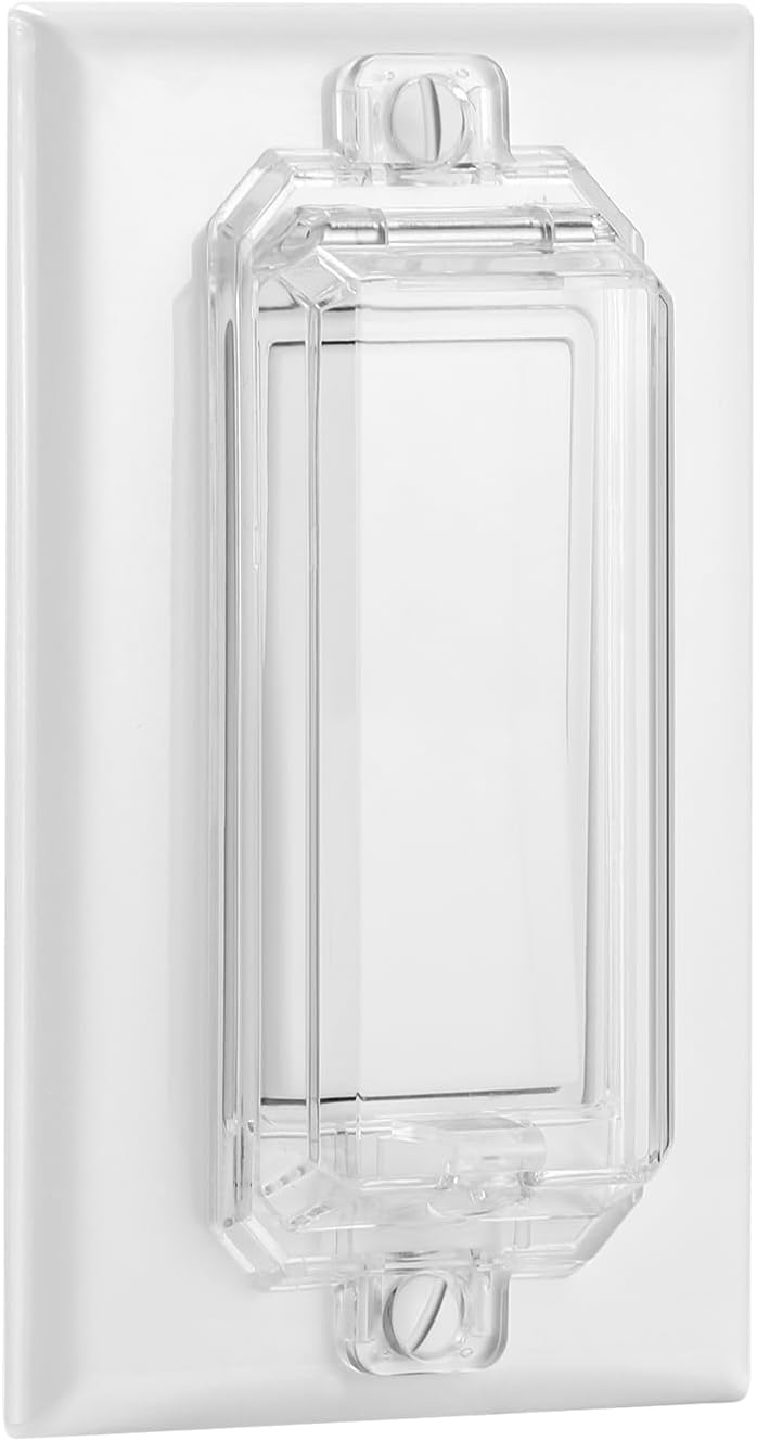 CLYMENE 2 Pack Light Switch Cover Guard, Child Proof Wall Switch Cover Keeps Lights or Switches from Being Accidentally Turned ON or OFF, Rocker Style (Clear) - Image 1