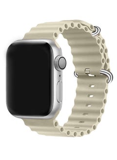 CATANES Apple Watch Ocean Band 41mm 40mm 38mm Soft Silicone Loop Strap for iWatch Series 8/7/SE/6/5/4/3/2/1 Beige  - Image 1