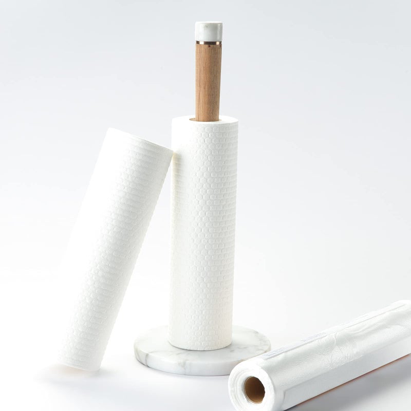 jalz jalz jalz jalz Paper Towel Holder Countertop Standing Paper Towel Roll Holder for Kitchen Bathroom Marble Base and Acacia Wood Stand133 Kitchen Paper Towel Roll Holder Stand kitchen paper towels holder 