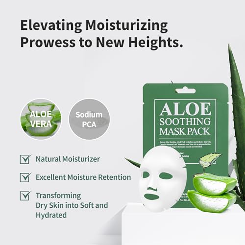 BENTON Aloe Soothing Mask Pack 23g 10 Pack (230g_new) - Aloe & Green Tea Leaf Water Contained Hydrating and Cooling Facial Mask Sheet, Fresh Moisturizing and Cooling Effect - Image 3