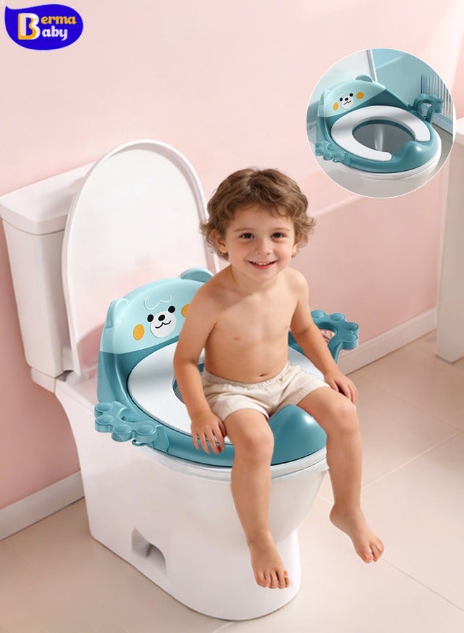 Berma Baby مقعد مرحاض لتدريب الأطفال على استخدام المرحاض مع مقابض مبطنة ناعمة، مجموعة راقية، تصميم مزدوج مضاد للانزلاق وواقي من الرذاذ للأولاد والبنات - Image 1