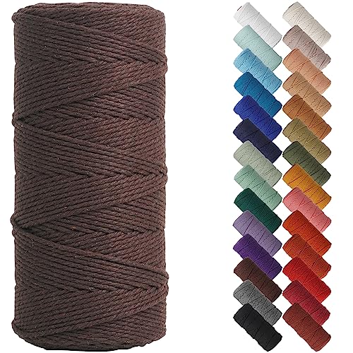 NOANTA Dark Coffee Macrame Cord 2mm x 220yards, Colored Macrame Rope, Cotton Rope Macrame Yarn, Colorful Cotton Craft Cord for Wall Hanging, Plant Hangers, Crafts, Knitting - Image 1
