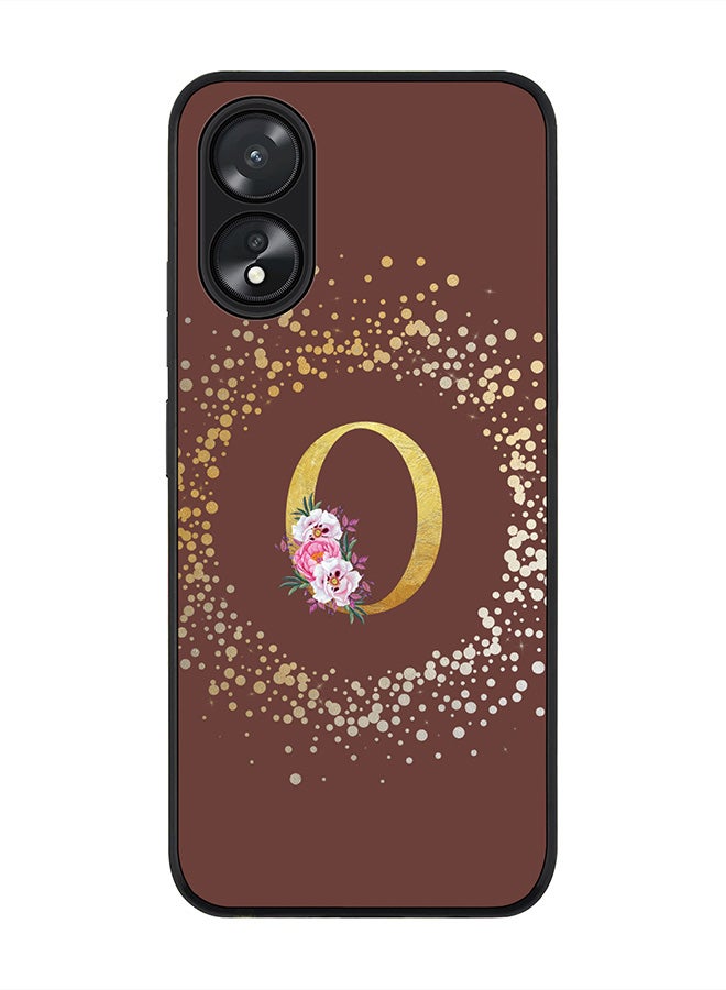 Stylizedd Rugged Black Edge case for Oppo A18 / Oppo A38,Slim fit Flexible Cover - Custom Monogram Initial Letter Floral Pattern Alphabet - O (Brown ) - Image 1
