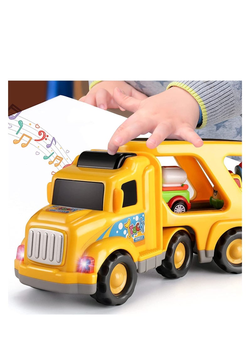 Dubkart - Toddler Boys and Girls 5 in 1 Construction Vehicles Transport Truck Carrier Toys - Image 1