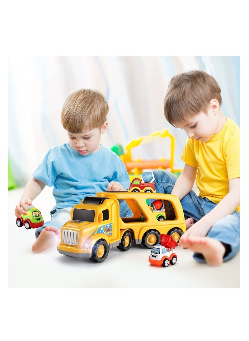Dubkart - Toddler Boys and Girls 5 in 1 Construction Vehicles Transport Truck Carrier Toys - Image 1