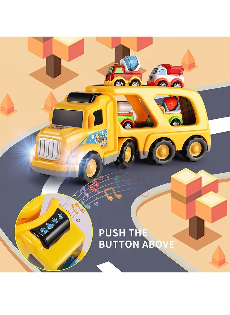 Dubkart - Toddler Boys and Girls 5 in 1 Construction Vehicles Transport Truck Carrier Toys - Image 1