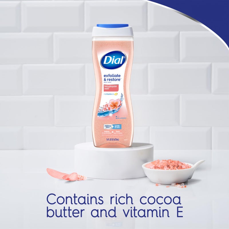 Dial Body Wash, Exfoliate & Restore Himalayan Salt, 16 Fl Oz (Pack of 4), Hydraclean Complex & Vitamin E, Gentle, Leaves Skin Feeling Nourished, Dermatologist-Tested, No Parabens & Sulfates - Image 5