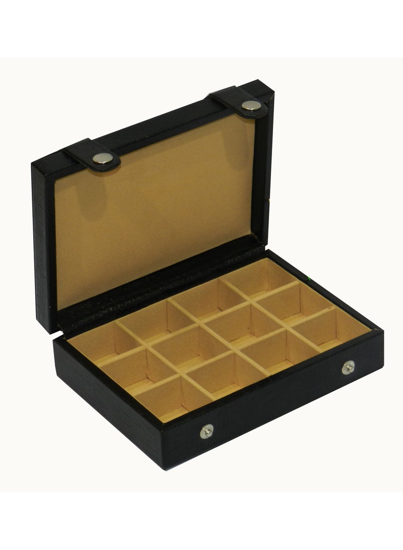 LAVERI LEATHER Laveri Cufflink Storage Display Box with Ring Holder Showcase for Store Display, Jewelry Show & Home ~ Jewelry Tray Organizer  - Image 4