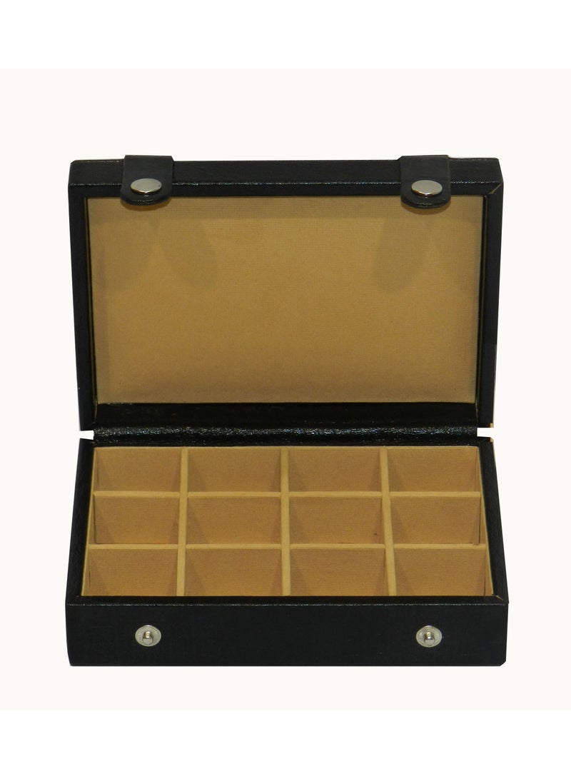 LAVERI LEATHER Laveri Cufflink Storage Display Box with Ring Holder Showcase for Store Display, Jewelry Show & Home ~ Jewelry Tray Organizer  - Image 1