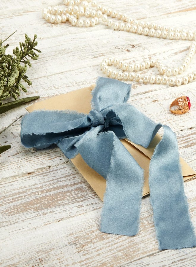 Keypan Blue Chiffon Ribbon for Gift Wrapping - Silk Satin Ribbons for Crafts 1 1/2" x 21 Yd Soft Handmade Fringe Frayed Edged Baby Shower Bridal Bouquets Wedding Invitation Decor - Image 4