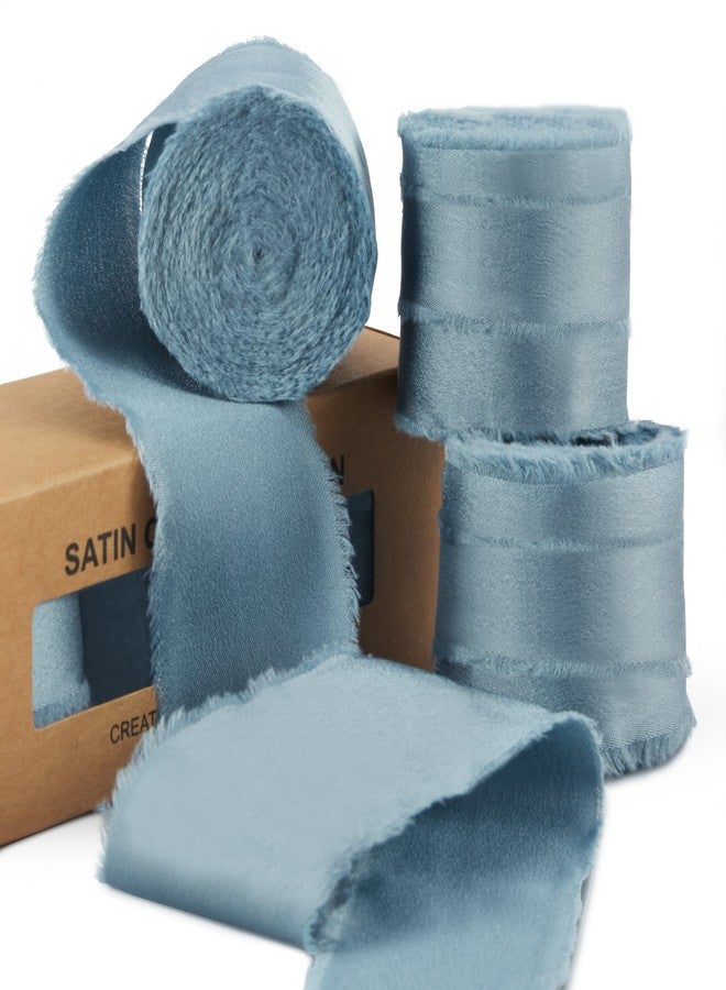 Keypan Blue Chiffon Ribbon for Gift Wrapping - Silk Satin Ribbons for Crafts 1 1/2" x 21 Yd Soft Handmade Fringe Frayed Edged Baby Shower Bridal Bouquets Wedding Invitation Decor - Image 1