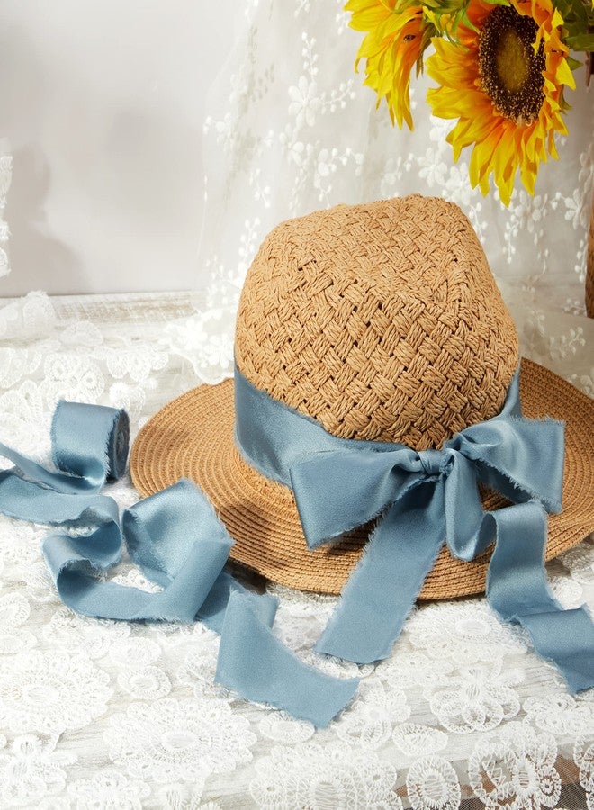 Keypan Blue Chiffon Ribbon for Gift Wrapping - Silk Satin Ribbons for Crafts 1 1/2" x 21 Yd Soft Handmade Fringe Frayed Edged Baby Shower Bridal Bouquets Wedding Invitation Decor - Image 5