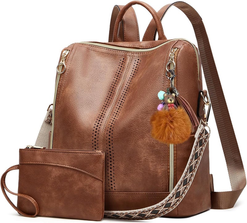 Makes Backpack Purse for Women PU Leather Travel Satchel Handbag Convertible Design Bag with Purse - Image 1
