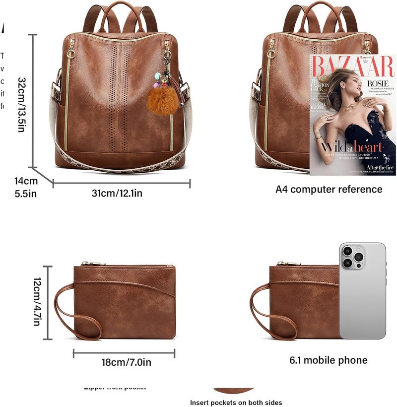 Makes Backpack Purse for Women PU Leather Travel Satchel Handbag Convertible Design Bag with Purse - Image 4