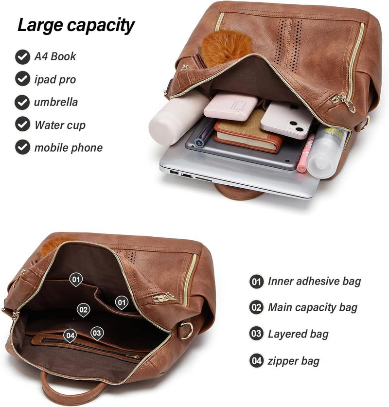 Makes Backpack Purse for Women PU Leather Travel Satchel Handbag Convertible Design Bag with Purse - Image 5