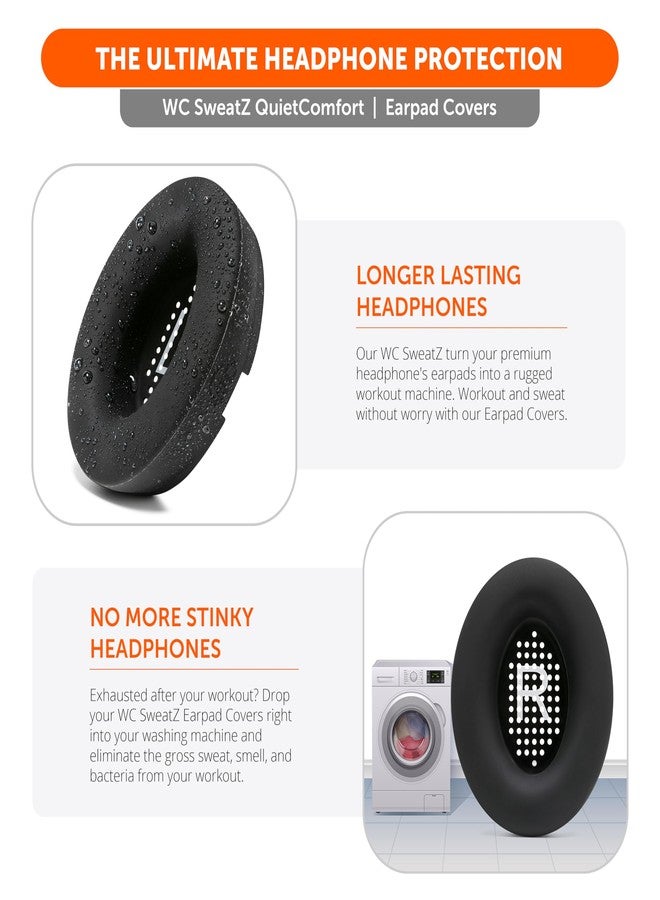 WC وسادات أذن رياضية حاصلة على براءة اختراع من WC SweatZ QuietComfort، مصممة خصيصًا لسماعات Bose QuietComfort 35 و35ii، وQC45 / SE/QuietComfort 2023، من إنتاج Wicked Cushions | أسود - Image 5