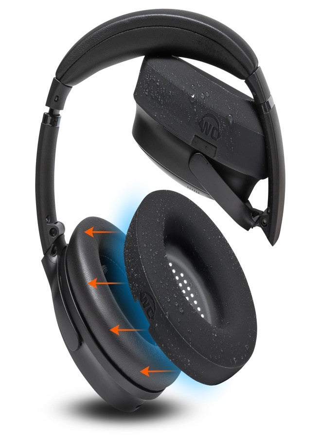 WC وسادات أذن رياضية حاصلة على براءة اختراع من WC SweatZ QuietComfort، مصممة خصيصًا لسماعات Bose QuietComfort 35 و35ii، وQC45 / SE/QuietComfort 2023، من إنتاج Wicked Cushions | أسود - Image 1