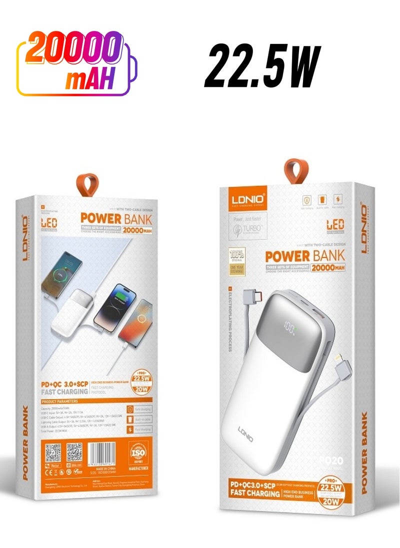 AWS LDNIO 20000mAh 22.5W Fast Charging Power Bank (Model PQ20)  - Image 1