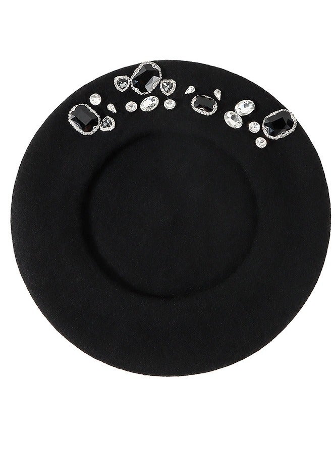 NIBEMINENT Women's Beret Korean Japanese Style Wool Bud Hat Handmade Rhinestone ive Wool hat - Image 4