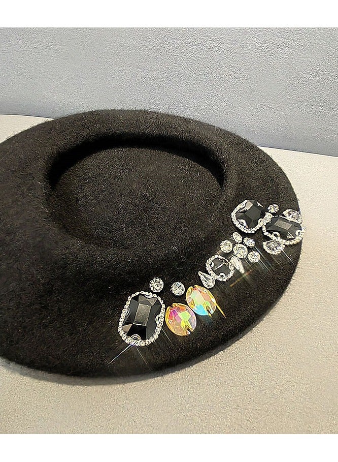 NIBEMINENT Women's Beret Korean Japanese Style Wool Bud Hat Handmade Rhinestone ive Wool hat - Image 3