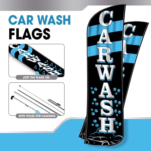 OnPoint Wares Car Wash Flag – Single | 3 ft x 11.5 ft Outdoor Advertising Feather Flag for Business | Weatherproof Polyester Car Wash Sign (Pole & Hardware Not Included) - Image 2