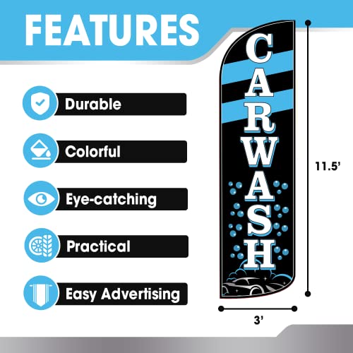 OnPoint Wares Car Wash Flag – Single | 3 ft x 11.5 ft Outdoor Advertising Feather Flag for Business | Weatherproof Polyester Car Wash Sign (Pole & Hardware Not Included) - Image 3