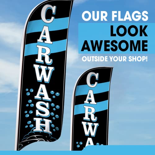 OnPoint Wares Car Wash Flag – Single | 3 ft x 11.5 ft Outdoor Advertising Feather Flag for Business | Weatherproof Polyester Car Wash Sign (Pole & Hardware Not Included) - Image 5