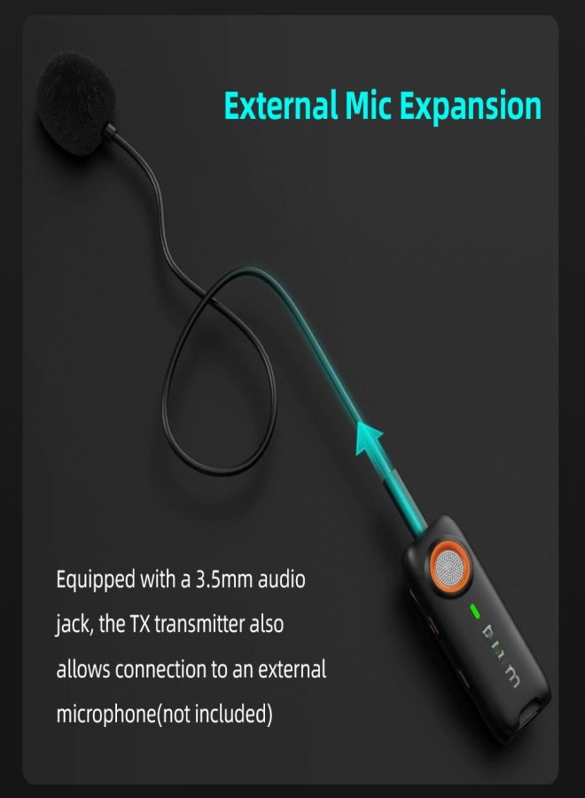 هوهم ميكروفون لاسلكي هوهيم MIC-01 بتردد 2.4 جيجا هرتز، يعمل بمغناطيس أو مشبك، مناسب للهواتف الذكية، مزود بثلاثة مستويات لإلغاء الضوضاء، وفتحة مدمجة لبطاقة ذاكرة TF، وجهاز تحكم عن بعد، وحقيبة حمل، وميكروفون خارجي لـ - Image 4