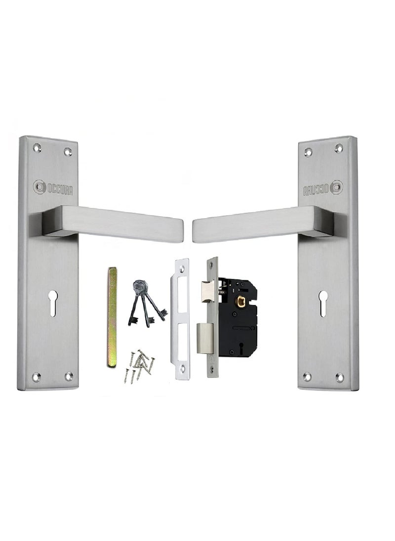 OCCURA - OCCURA Stainless Steel Mortise Handle KY 8 inch Mortise Door Lock in SS Finish Mortise Pair with Double Turn Lock 3 Keys Two Sided Key Lock SetOSMV 2001 KY SS Set of 1 - Image 1
