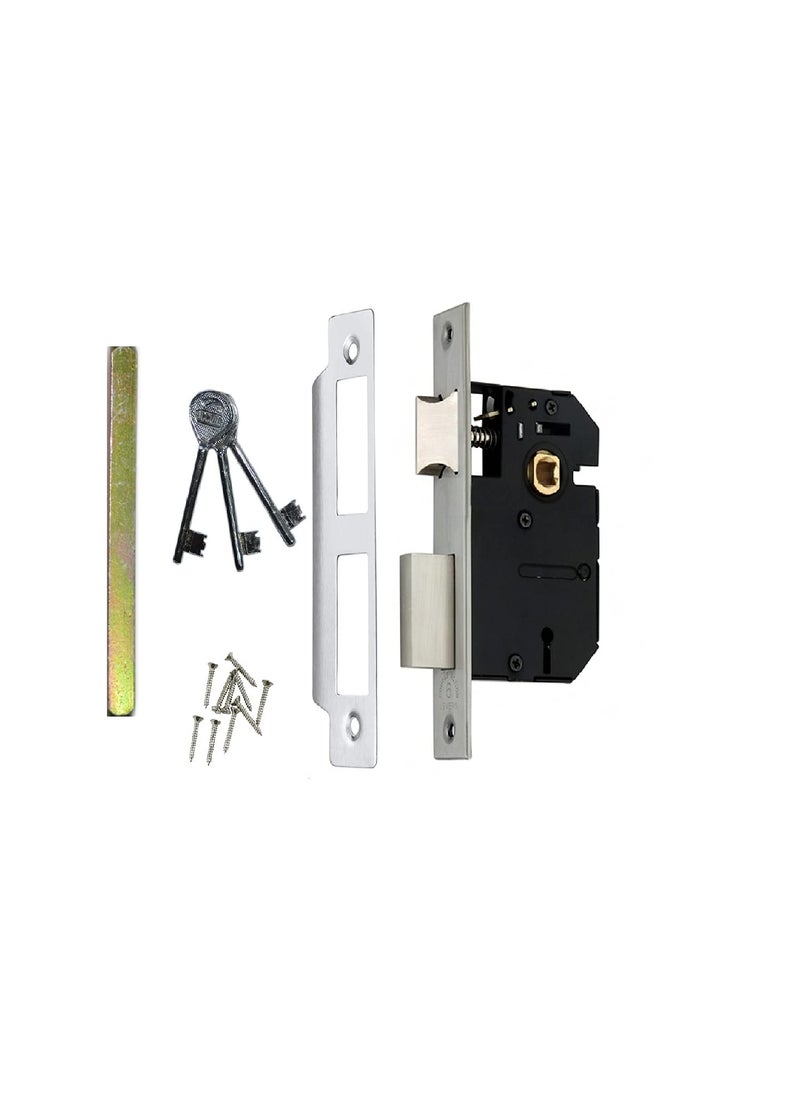 OCCURA - OCCURA Stainless Steel Mortise Handle KY 8 inch Mortise Door Lock in SS Finish Mortise Pair with Double Turn Lock 3 Keys Two Sided Key Lock SetOSMV 2001 KY SS Set of 1 - Image 1
