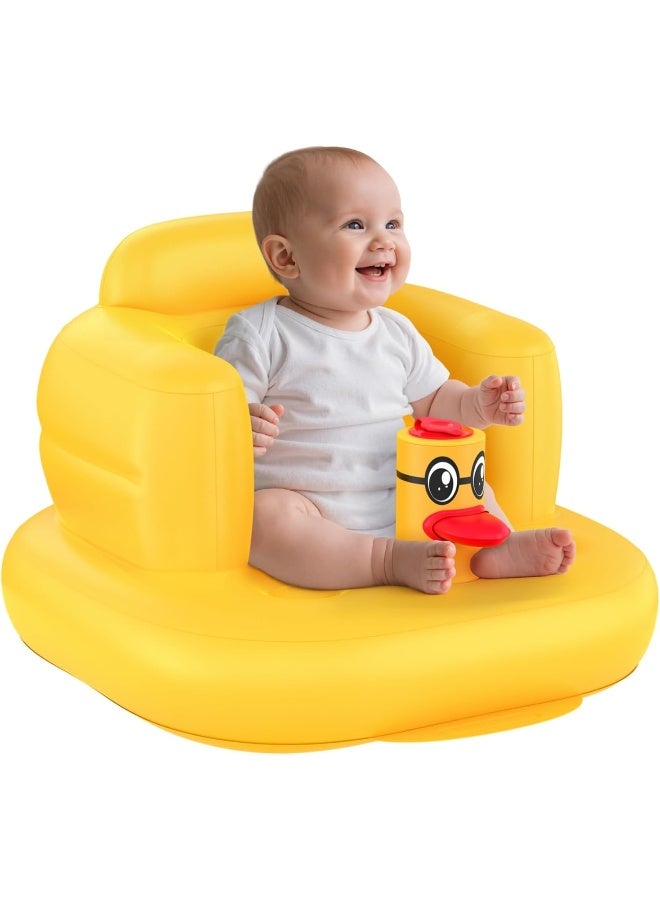 mink Baby Inflatable Seat for Babies 3-36 Months, Built in Air Pump Infant Back Support Sofa Toddler Chair for Sitting Up, Baby Floor Seater Gifts (Duck) - Image 1