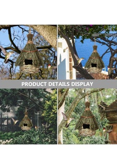 SYOSI Bird Nest Straw Rope Woven Bird Nest Bird House for outside Woven Nest Birds Warm Bird House Aquatic Rope Natural Pine Needles Bird House Gardening Decor Outside Bird House  - Image 4