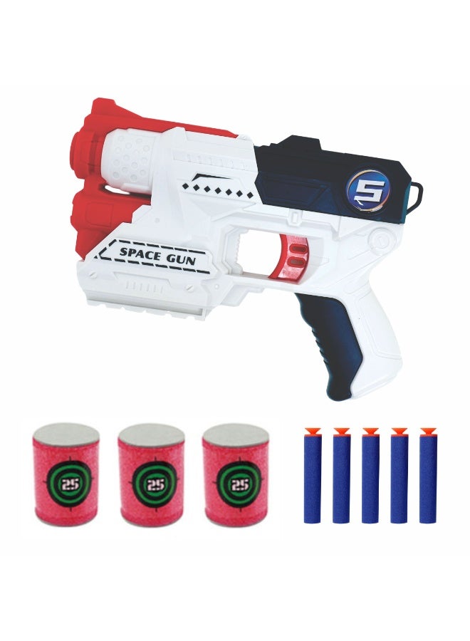 Chanak Power Shoot Space Gun Toy Soft Bullet Blaster Set 3-In-1 Safe Foam Darts + Target Cans Kids Toy Gun For Ages 6+ - Image 1