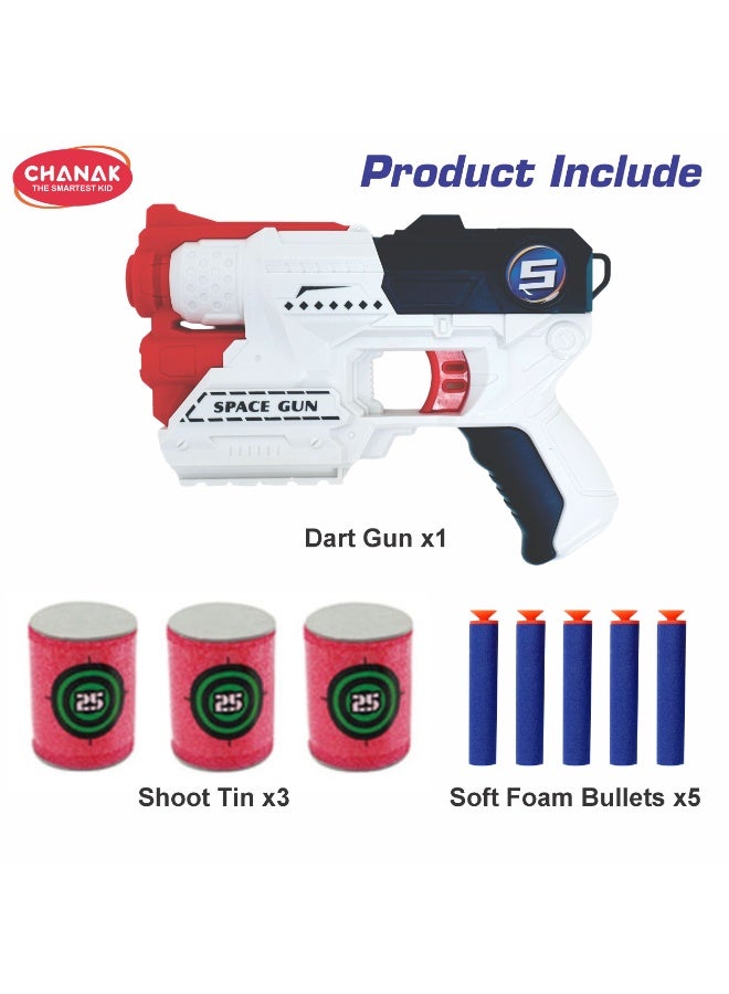 Chanak Power Shoot Space Gun Toy Soft Bullet Blaster Set 3-In-1 Safe Foam Darts + Target Cans Kids Toy Gun For Ages 6+ - Image 3