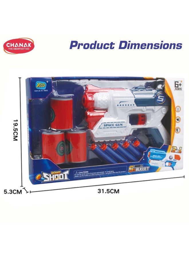 Chanak Power Shoot Space Gun Toy Soft Bullet Blaster Set 3-In-1 Safe Foam Darts + Target Cans Kids Toy Gun For Ages 6+ - Image 2