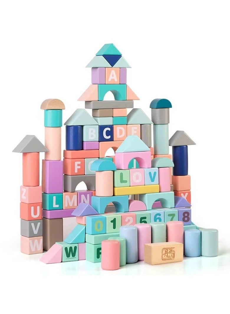 Wooden Building Blocks Set for Kids Stacker Stacking Game Construction Toys Set Preschool Geometry letter Learning Educational Toys,Montessori Toys Fine Motor Skill for Boys Girls 3+ Year Old - Image 1