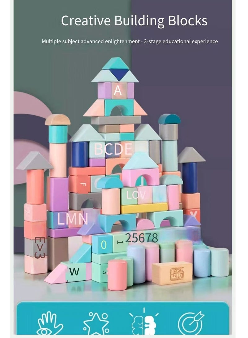 Wooden Building Blocks Set for Kids Stacker Stacking Game Construction Toys Set Preschool Geometry letter Learning Educational Toys,Montessori Toys Fine Motor Skill for Boys Girls 3+ Year Old - Image 5