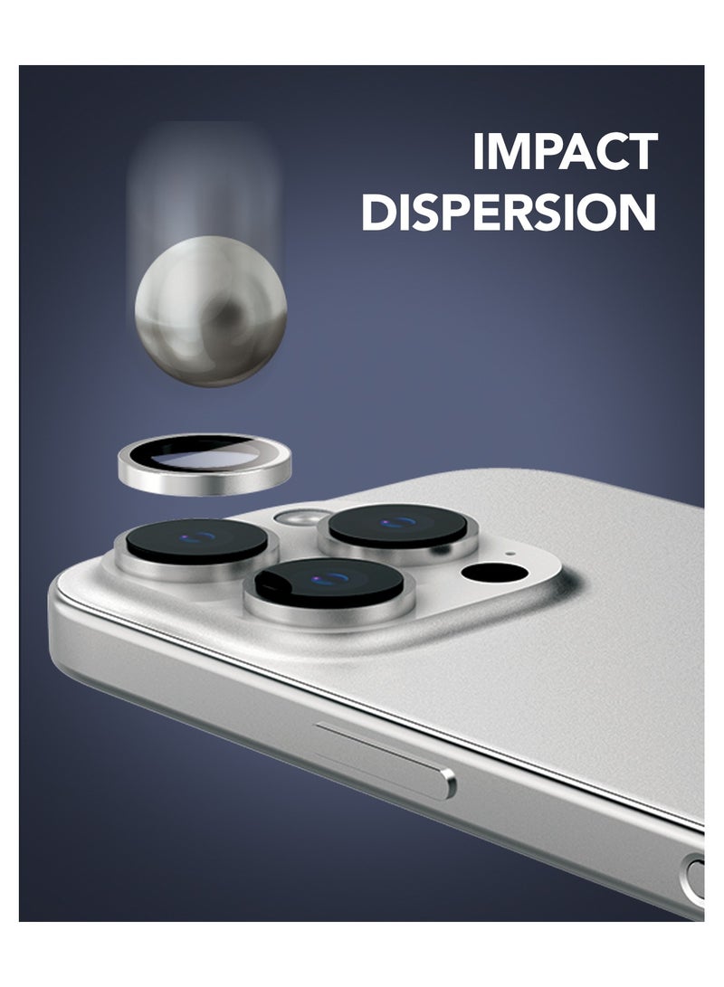 Remson Optic Guard Camera Lens Protector Scratch Resistant Individual Lens Protector with Aluminum Alloy Ring Compatible for iPhone 16 Pro 6.3 inch/iPhone 16 Pro Max 6.9 inch 2024- White Titanium - Image 3