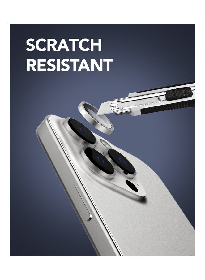 Remson Optic Guard Camera Lens Protector Scratch Resistant Individual Lens Protector with Aluminum Alloy Ring Compatible for iPhone 16 Pro 6.3 inch/iPhone 16 Pro Max 6.9 inch 2024- White Titanium - Image 4