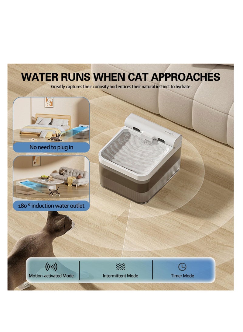 SYOSI Cat & Dog Automatic Water Fountain, Induction Water Discharge Silent Cat Fountain, Triple Filtered, No Need To Plug In Pet Water Fountain With 3 Water Discharge Modes (white, 4L) - Image 3