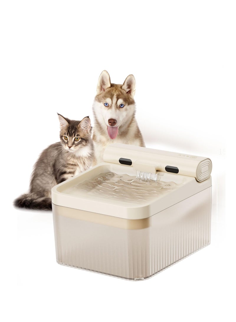 SYOSI Cat & Dog Automatic Water Fountain, Induction Water Discharge Silent Cat Fountain, Triple Filtered, No Need To Plug In Pet Water Fountain With 3 Water Discharge Modes (white, 4L) - Image 1