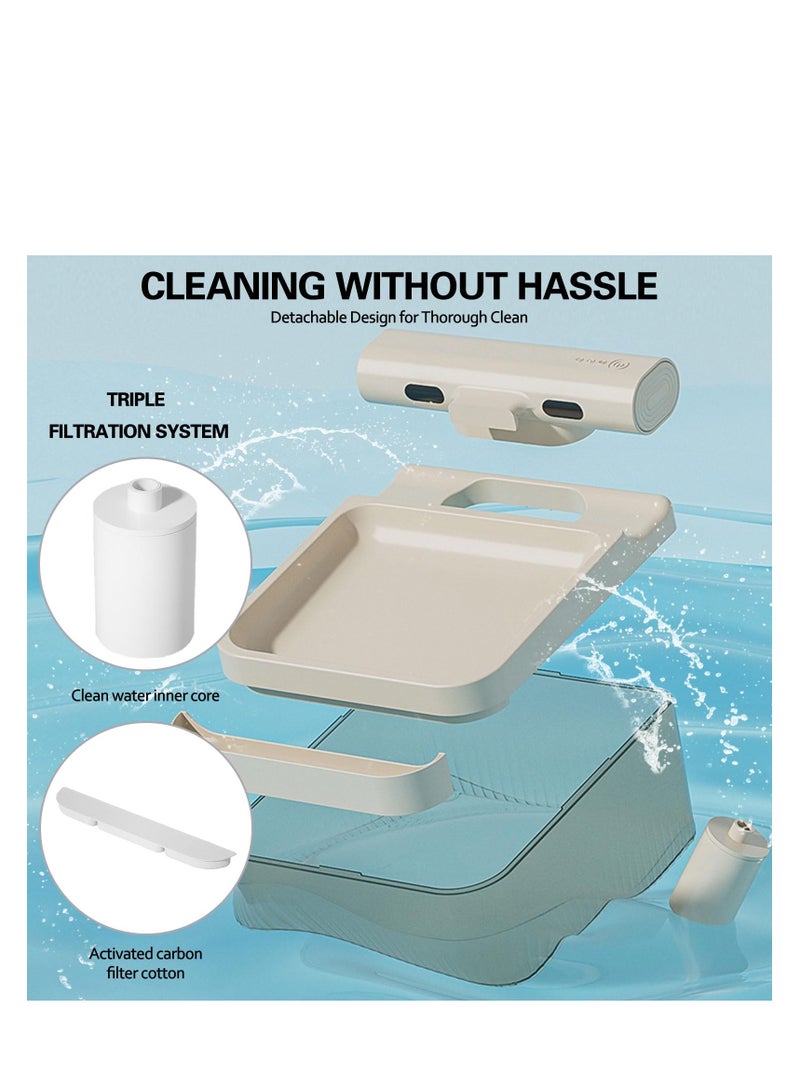 SYOSI Cat & Dog Automatic Water Fountain, Induction Water Discharge Silent Cat Fountain, Triple Filtered, No Need To Plug In Pet Water Fountain With 3 Water Discharge Modes (white, 4L) - Image 5