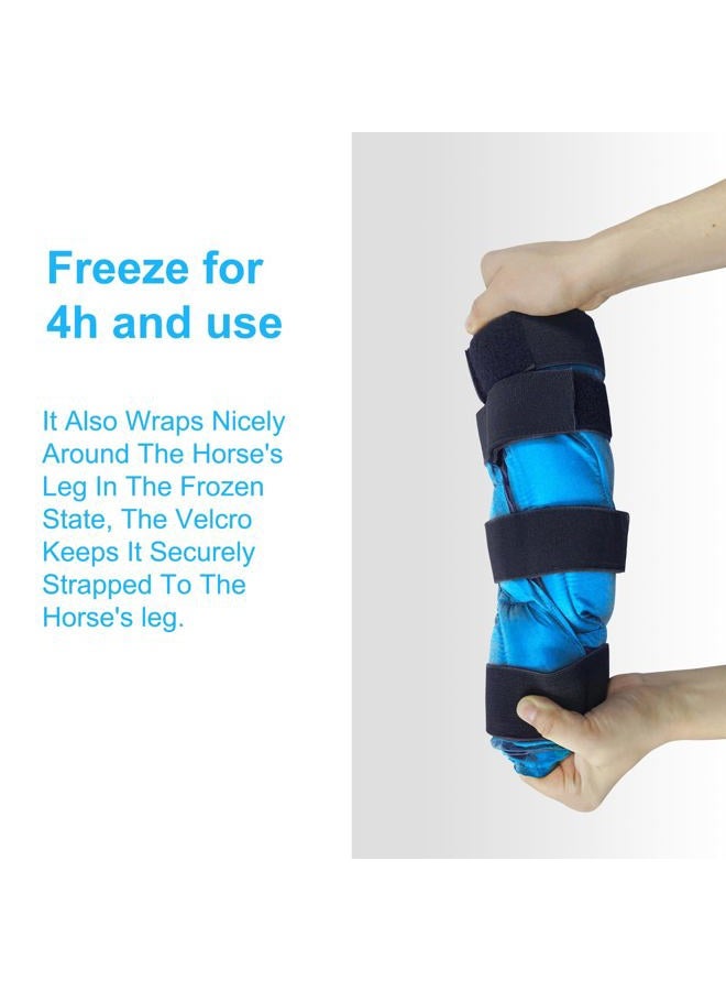 Mrice Ice Boot for Horses Ice Pack Wraps, Cooling Wraps for Hock & Horse Injuries, Reusable Horse Leg Ice Boot Cold Pack with Flexible Straps, Universal Size, 16.9" x 16.1" Blue - 1 Pair - Image 4