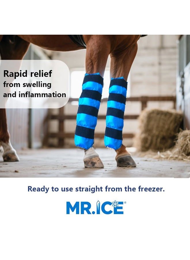 Mrice Ice Boot for Horses Ice Pack Wraps, Cooling Wraps for Hock & Horse Injuries, Reusable Horse Leg Ice Boot Cold Pack with Flexible Straps, Universal Size, 16.9" x 16.1" Blue - 1 Pair - Image 2