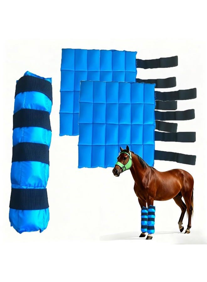 Mrice Ice Boot for Horses Ice Pack Wraps, Cooling Wraps for Hock & Horse Injuries, Reusable Horse Leg Ice Boot Cold Pack with Flexible Straps, Universal Size, 16.9" x 16.1" Blue - 1 Pair - Image 1