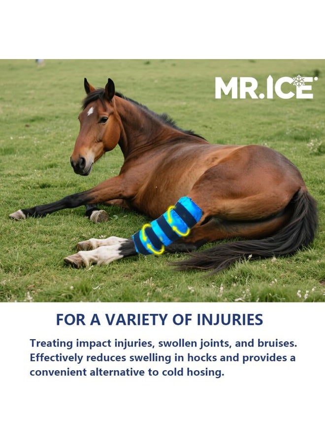 Mrice Ice Boot for Horses Ice Pack Wraps, Cooling Wraps for Hock & Horse Injuries, Reusable Horse Leg Ice Boot Cold Pack with Flexible Straps, Universal Size, 16.9" x 16.1" Blue - 1 Pair - Image 3